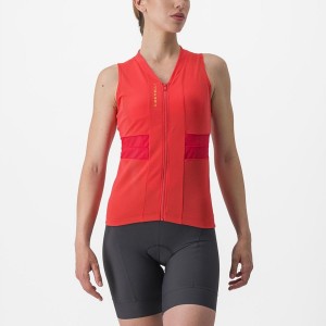 Castelli ANIMA 4 SLEEVELESS Jersey Dames Oranje | WVQ813267