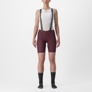 Castelli FREE AERO RC W Korte Broek Met Slabbetje Dames Diepbordeaux | CBQ307895