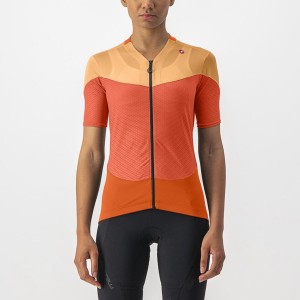 Castelli GRADIENT COLOR BLOCK Jersey Dames Dieprood Oranje Oranje | CDV563897