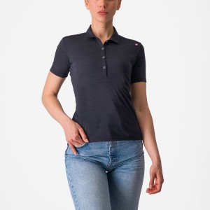 Castelli MERINO W POLO Casual Dames Zwart | AKV952768