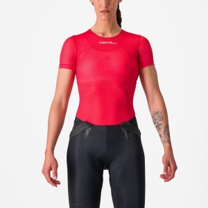 Castelli PRO MESH W SHORT SLEEVE Basislaag Dames Rood | JTO327689