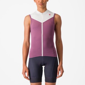 Castelli SOLARIS SLEEVELESS Jersey Dames Dieppaars Wit | TID047591