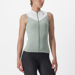 Castelli SOLARIS SLEEVELESS Jersey Dames Groen Wit | OCZ168702