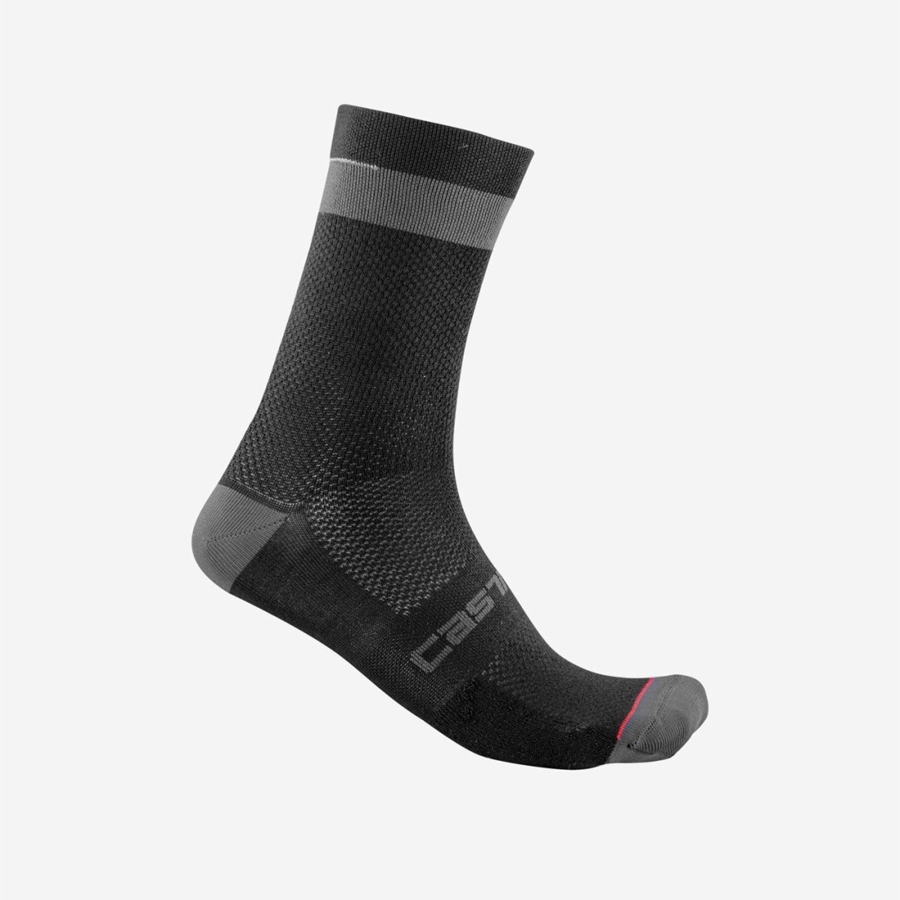 Castelli ALPHA 18 Sokken Heren Zwart Donkergrijs | RTE897430