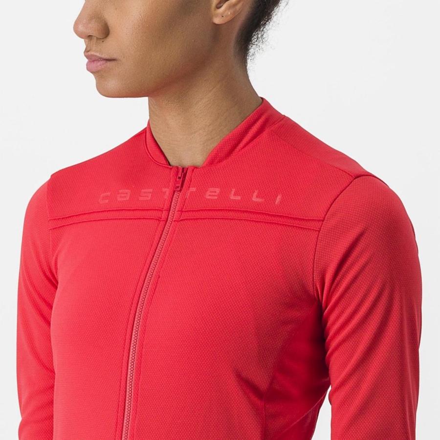 Castelli ANIMA 4 LONG SLEEVE Jersey Dames Rood | PEQ297318