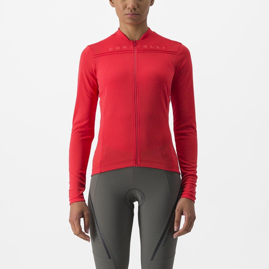 Castelli ANIMA 4 LONG SLEEVE Jersey Dames Rood | PEQ297318