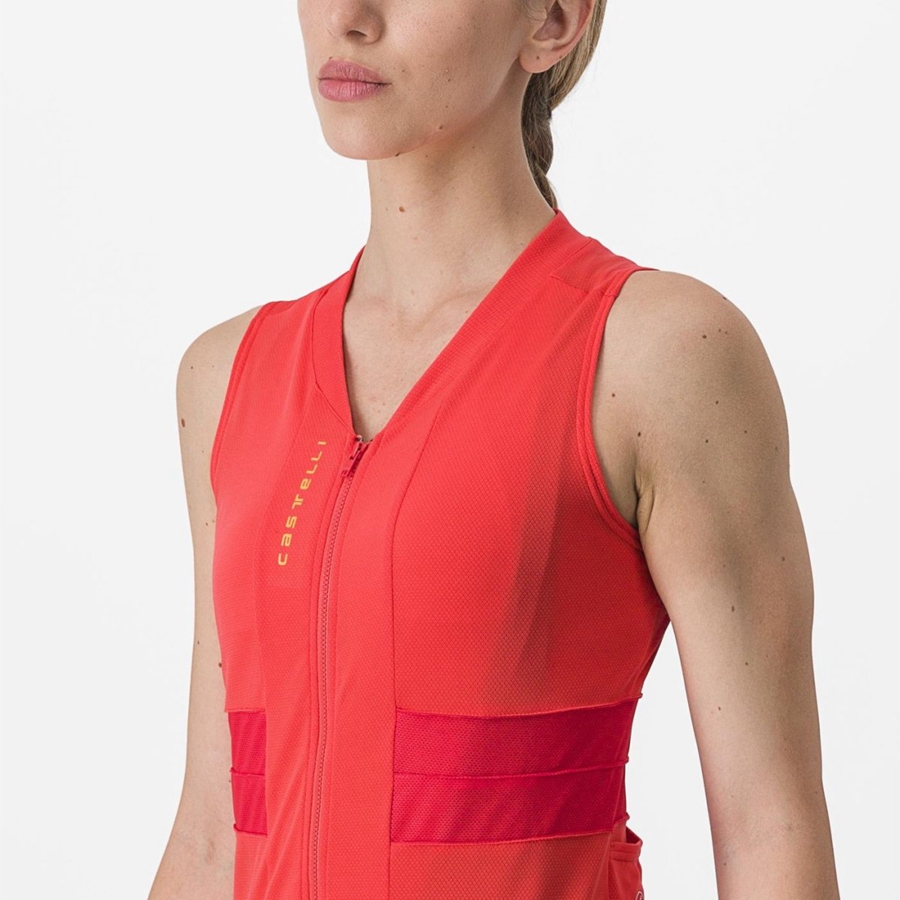 Castelli ANIMA 4 SLEEVELESS Jersey Dames Oranje | WVQ813267