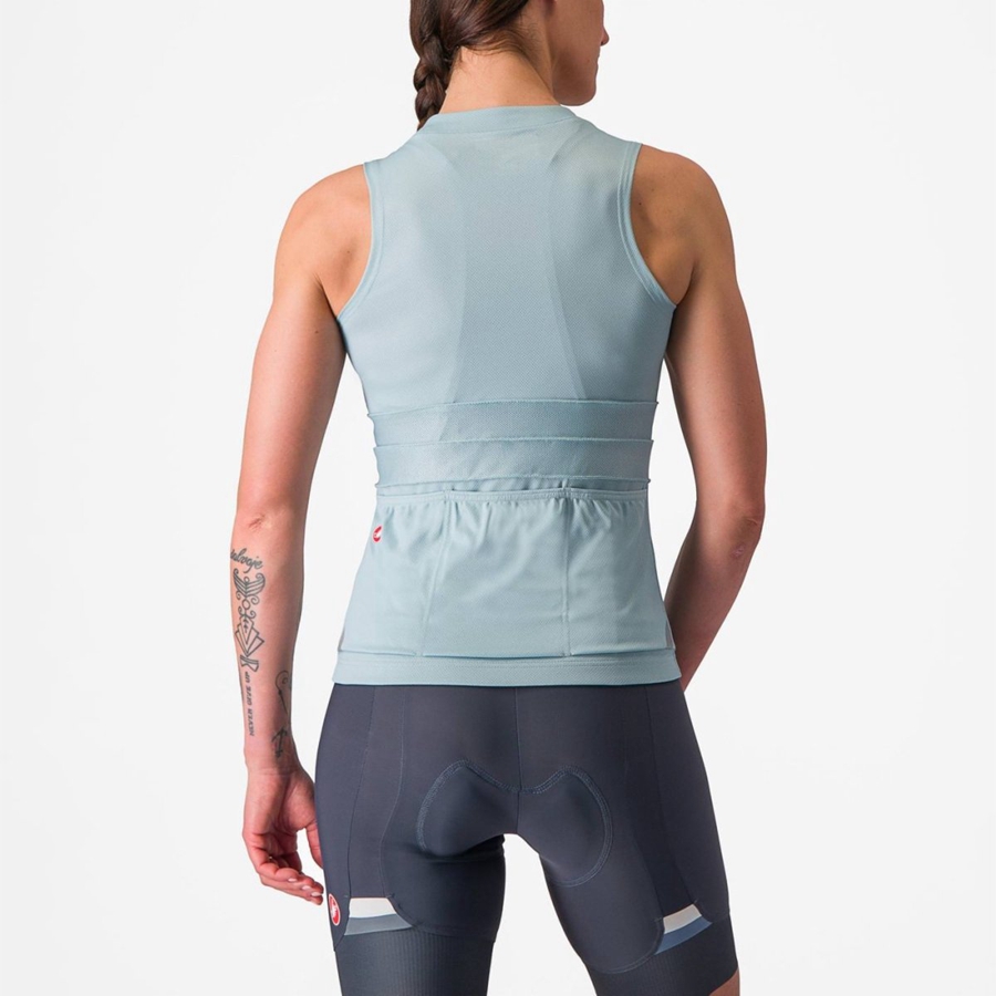 Castelli ANIMA 4 SLEEVELESS Jersey Dames Blauw Donkergrijs Blauw | QOY075261