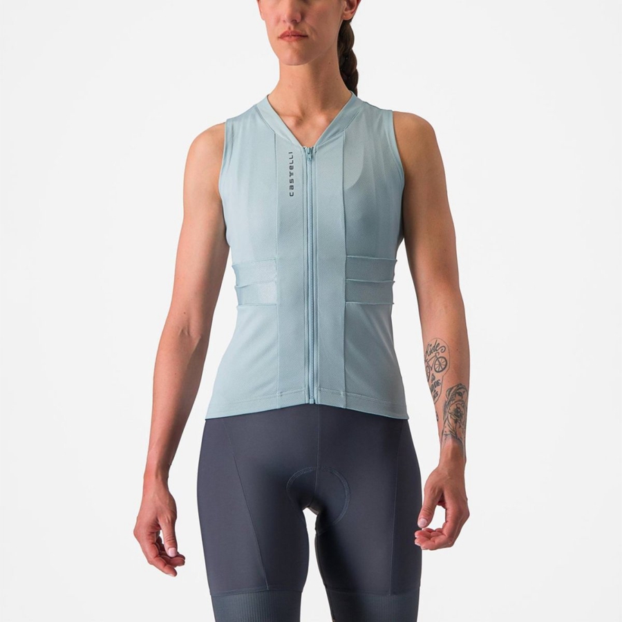 Castelli ANIMA 4 SLEEVELESS Jersey Dames Blauw Donkergrijs Blauw | QOY075261