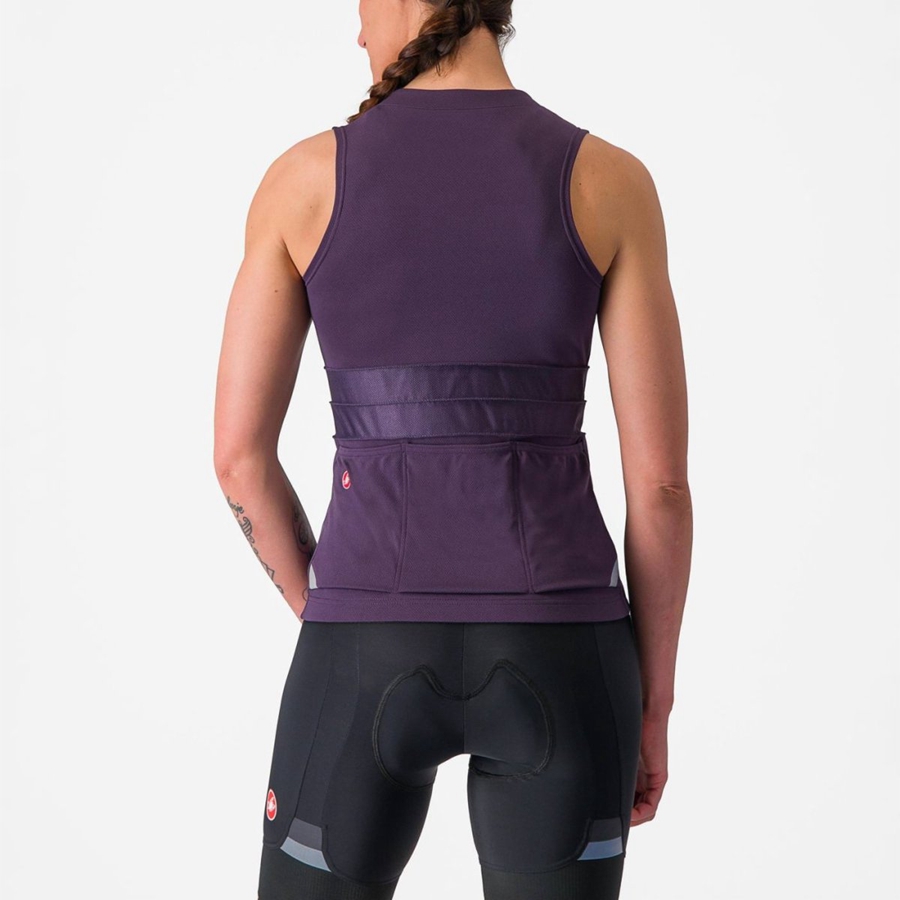 Castelli ANIMA 4 SLEEVELESS Jersey Dames Paars Wit | NYH796820