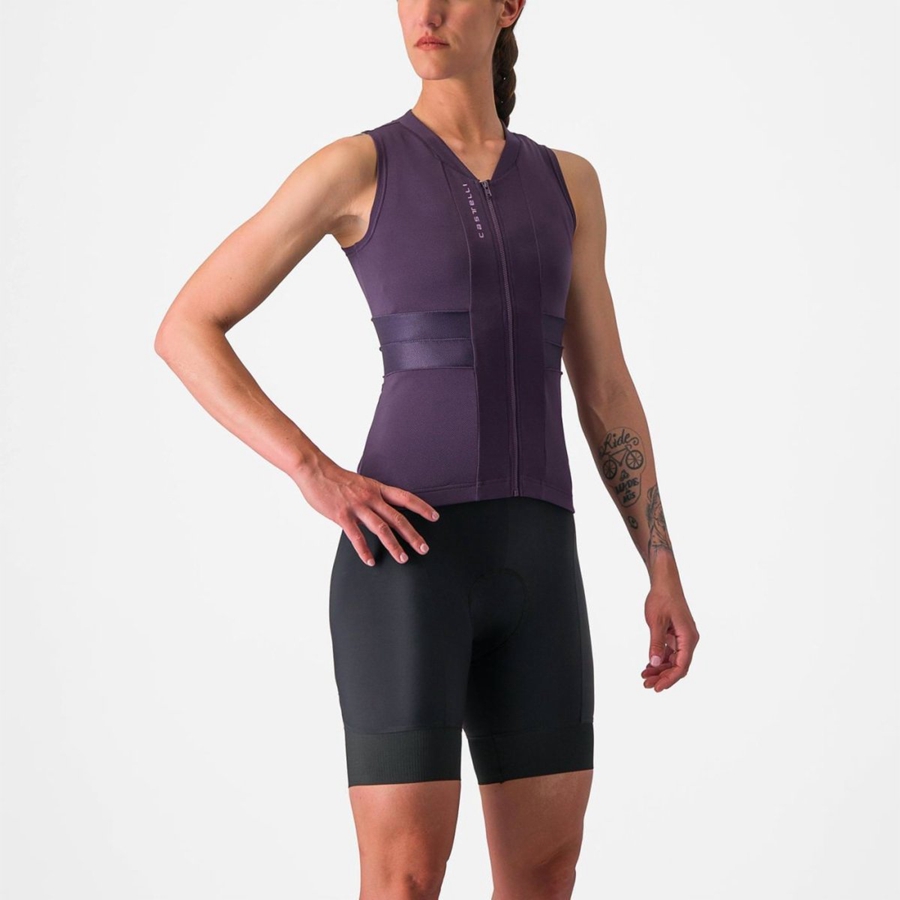 Castelli ANIMA 4 SLEEVELESS Jersey Dames Paars Wit | NYH796820