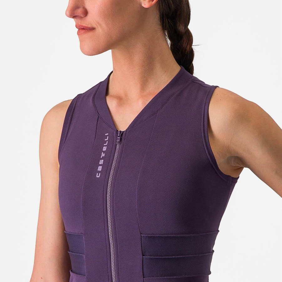 Castelli ANIMA 4 SLEEVELESS Jersey Dames Paars Wit | NYH796820