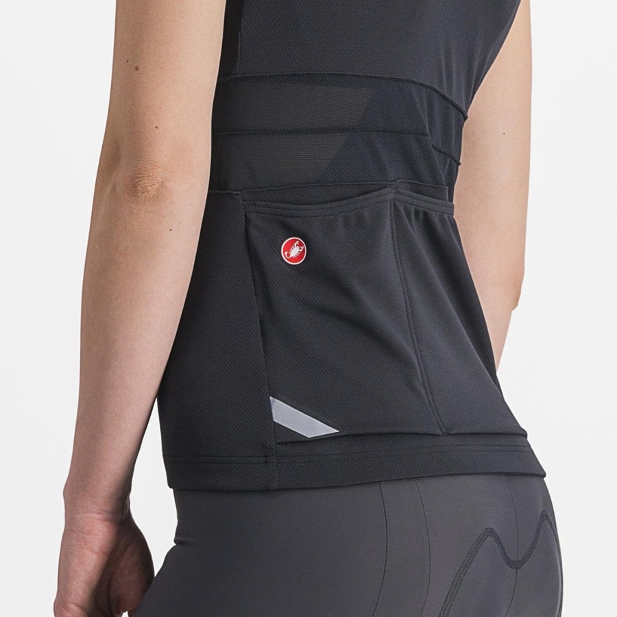 Castelli ANIMA 4 SLEEVELESS Jersey Dames Zwart Wit | PGY062839