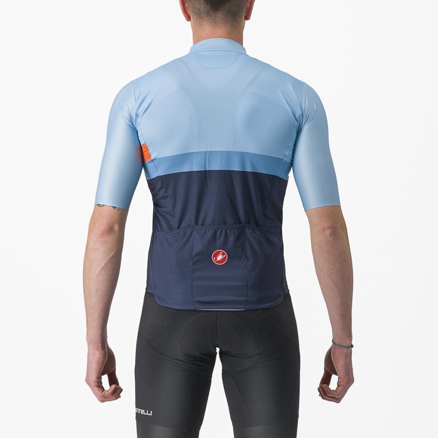 Castelli A BLOCCO Jersey Heren Blauw Dieprood Oranje | ZKT038214