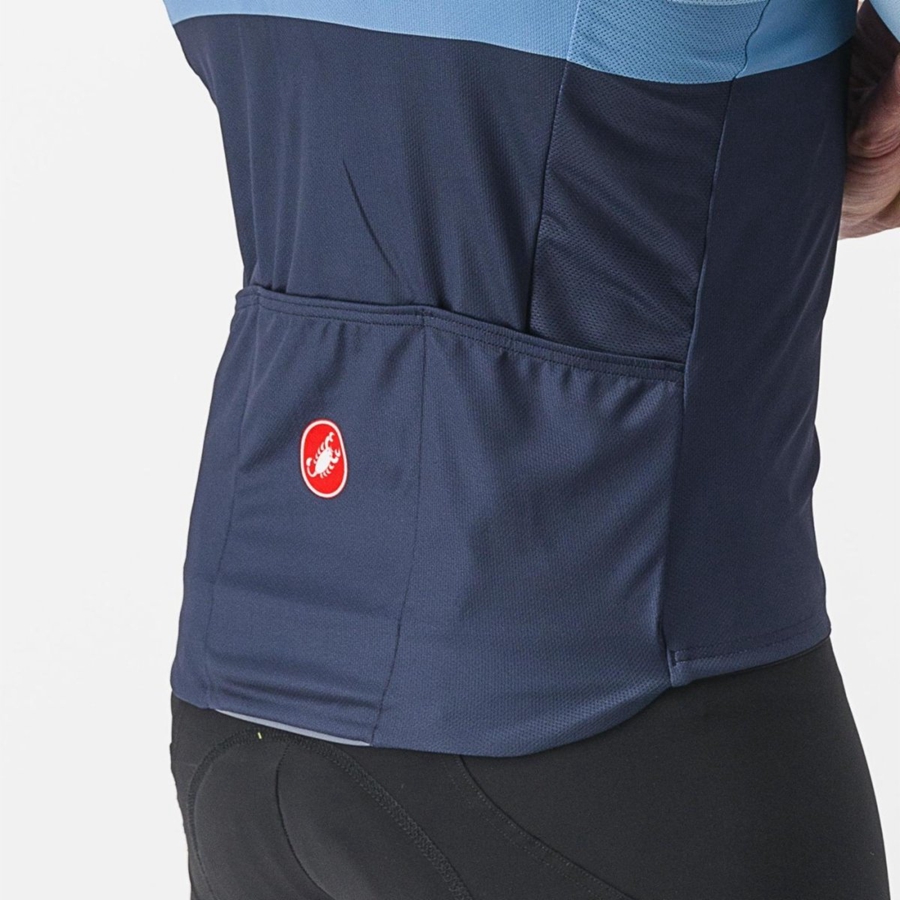 Castelli A BLOCCO Jersey Heren Blauw Dieprood Oranje | ZKT038214