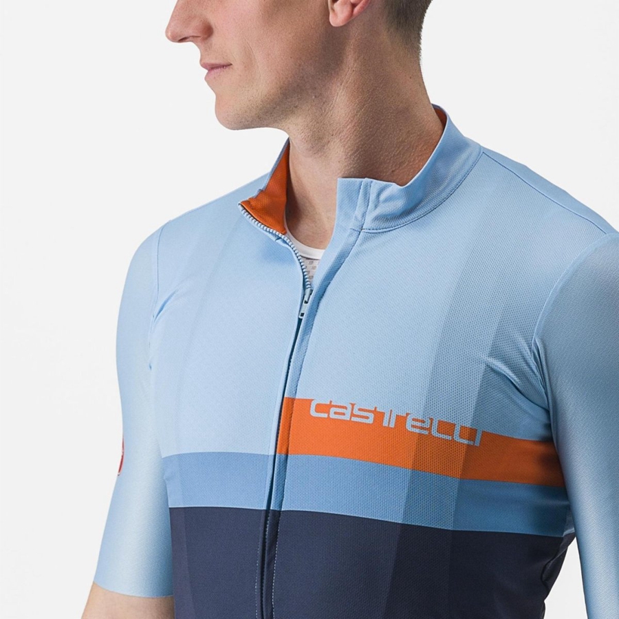 Castelli A BLOCCO Jersey Heren Blauw Dieprood Oranje | ZKT038214