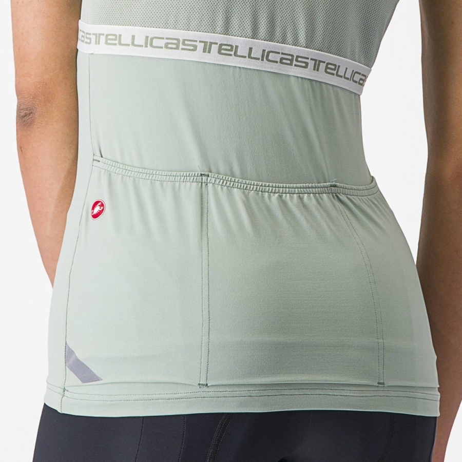 Castelli BAVETTE TOP Jersey Dames Groen Wit | GCT534106