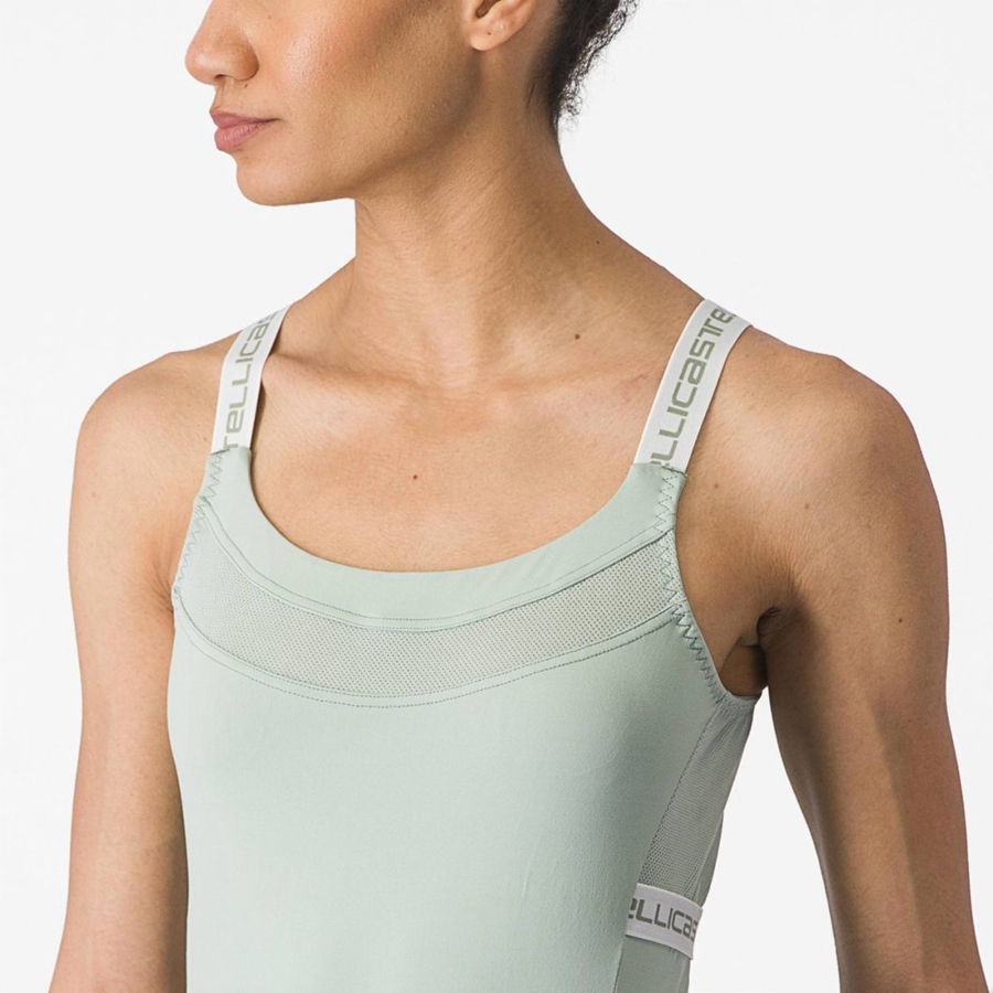 Castelli BAVETTE TOP Jersey Dames Groen Wit | GCT534106