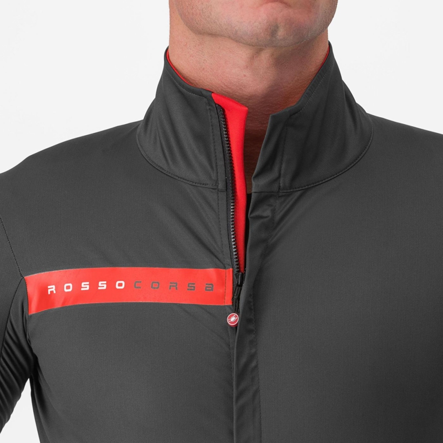 Castelli BETA RoS Jassen Heren Grijs Donkergrijs Rood | VHF923705