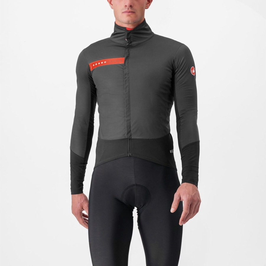 Castelli BETA RoS Jassen Heren Grijs Donkergrijs Rood | VHF923705