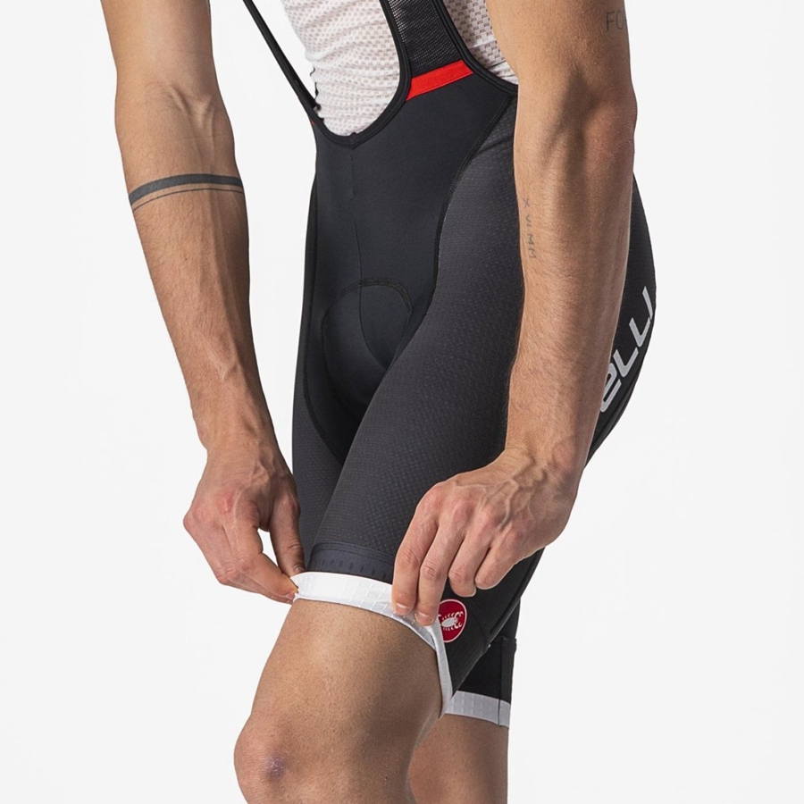 Castelli COMPETIZIONE KIT Korte Broek Met Slabbetje Heren Zwart Zilver Grijs | ZLS497802