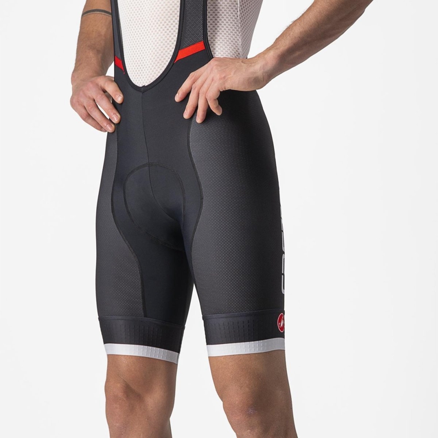 Castelli COMPETIZIONE KIT Korte Broek Met Slabbetje Heren Zwart Zilver Grijs | ZLS497802