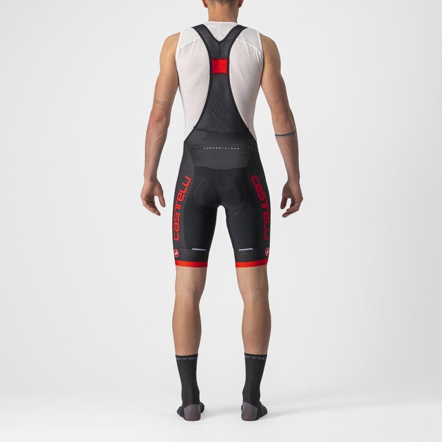 Castelli COMPETIZIONE KIT Korte Broek Met Slabbetje Heren Zwart Rood | RCP951627