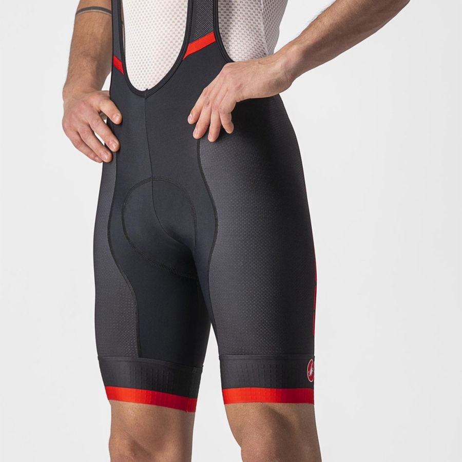 Castelli COMPETIZIONE KIT Korte Broek Met Slabbetje Heren Zwart Rood | RCP951627