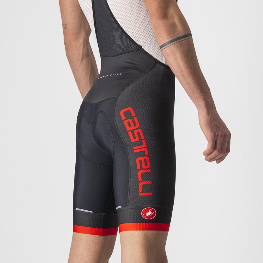 Castelli COMPETIZIONE KIT Korte Broek Met Slabbetje Heren Zwart Rood | RCP951627