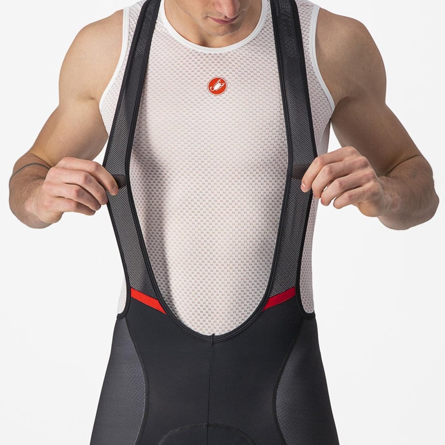 Castelli COMPETIZIONE KIT Korte Broek Met Slabbetje Heren Zwart Rood | RCP951627