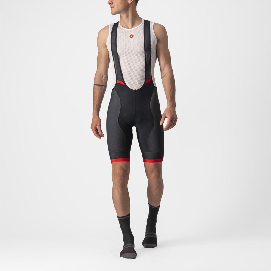 Castelli COMPETIZIONE KIT Korte Broek Met Slabbetje Heren Zwart Rood | RCP951627