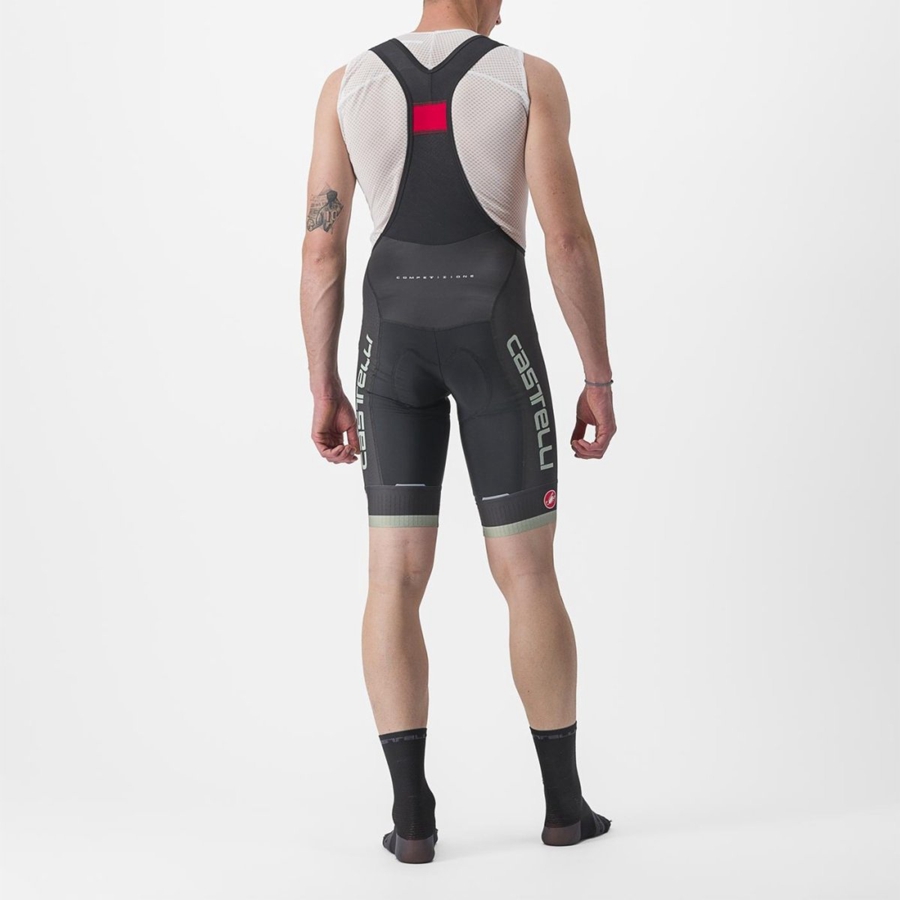 Castelli COMPETIZIONE KIT Korte Broek Met Slabbetje Heren Zwart Groen | JKX401793