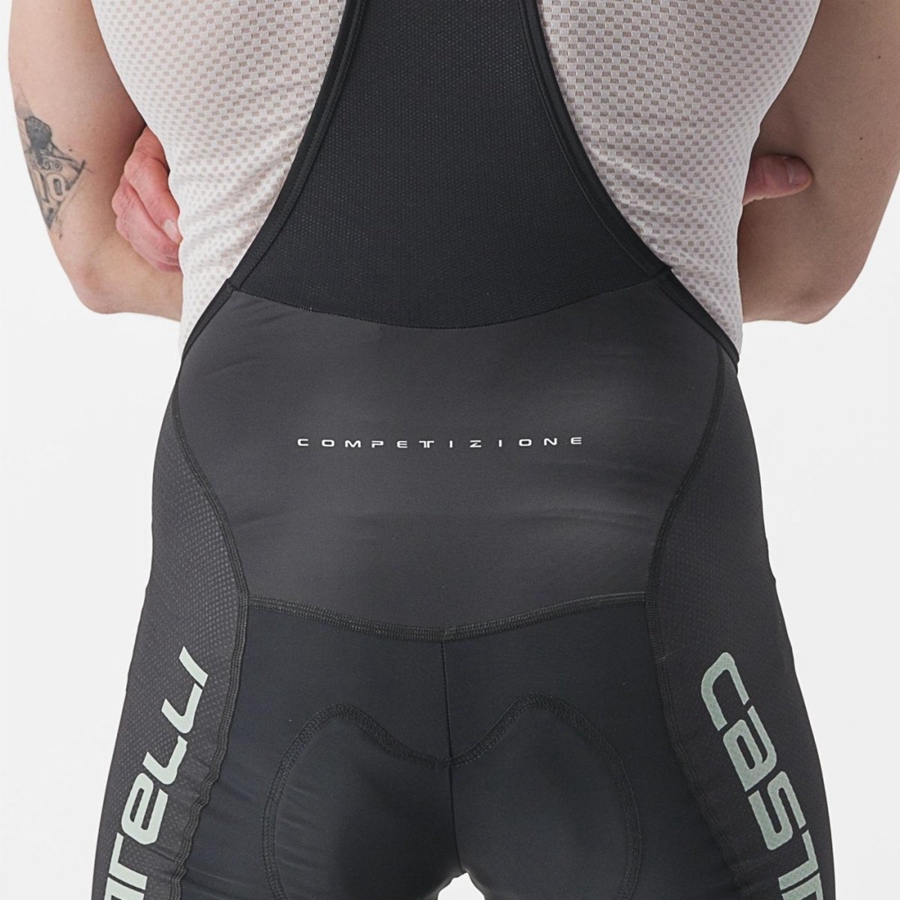 Castelli COMPETIZIONE KIT Korte Broek Met Slabbetje Heren Zwart Groen | JKX401793