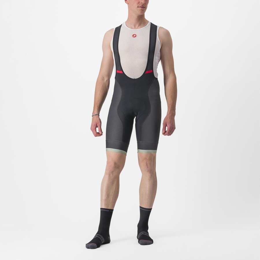 Castelli COMPETIZIONE KIT Korte Broek Met Slabbetje Heren Zwart Groen | JKX401793