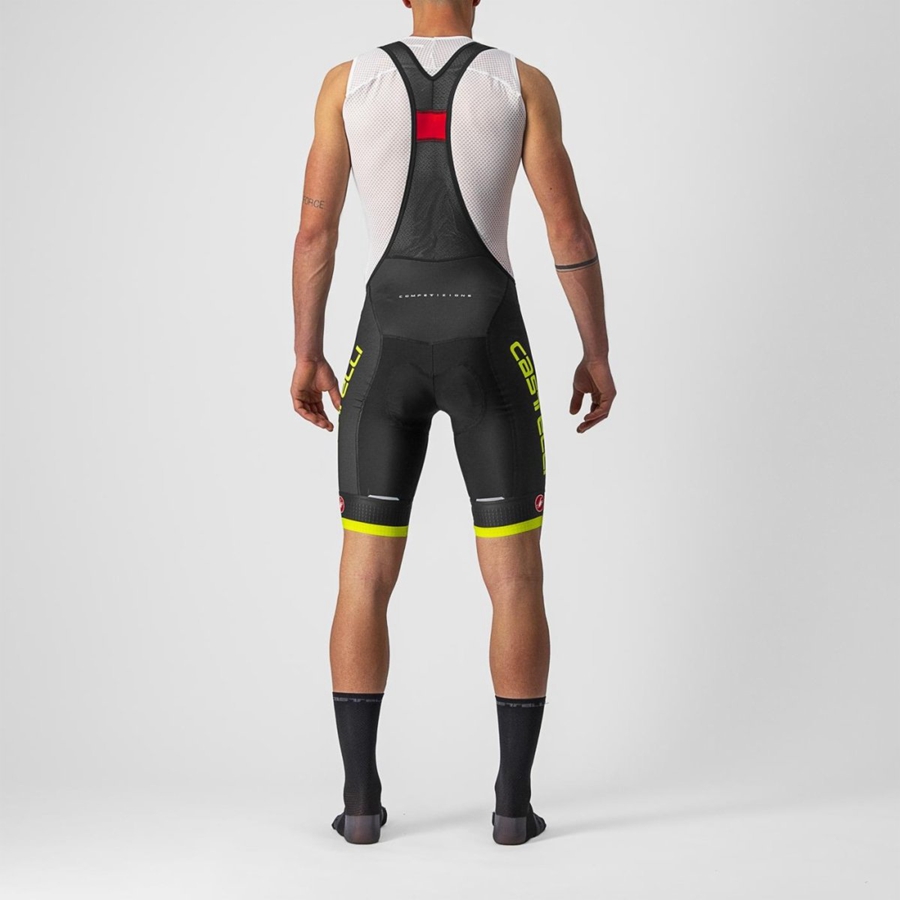 Castelli COMPETIZIONE KIT Korte Broek Met Slabbetje Heren Zwart Lichtgroen | GAX351409