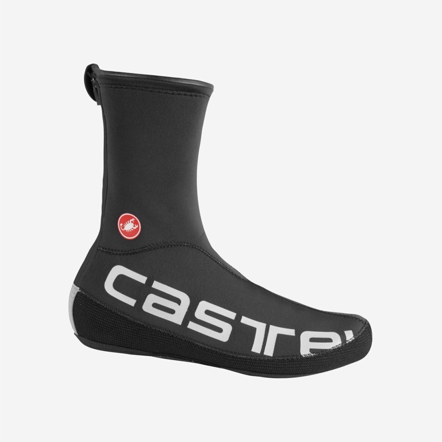 Castelli DILUVIO UL Overschoenen Heren Zwart Zilver | MOB846279