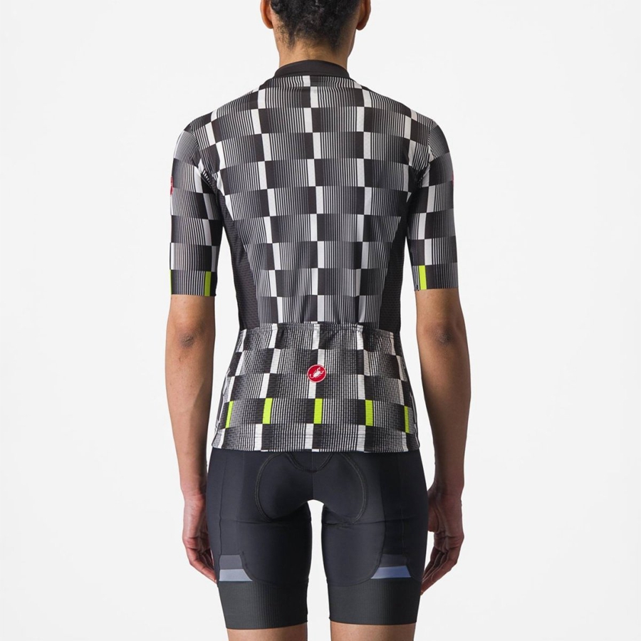 Castelli DIMENSIONE Jersey Dames Zwart Wit Lichtgroen | KGD234879