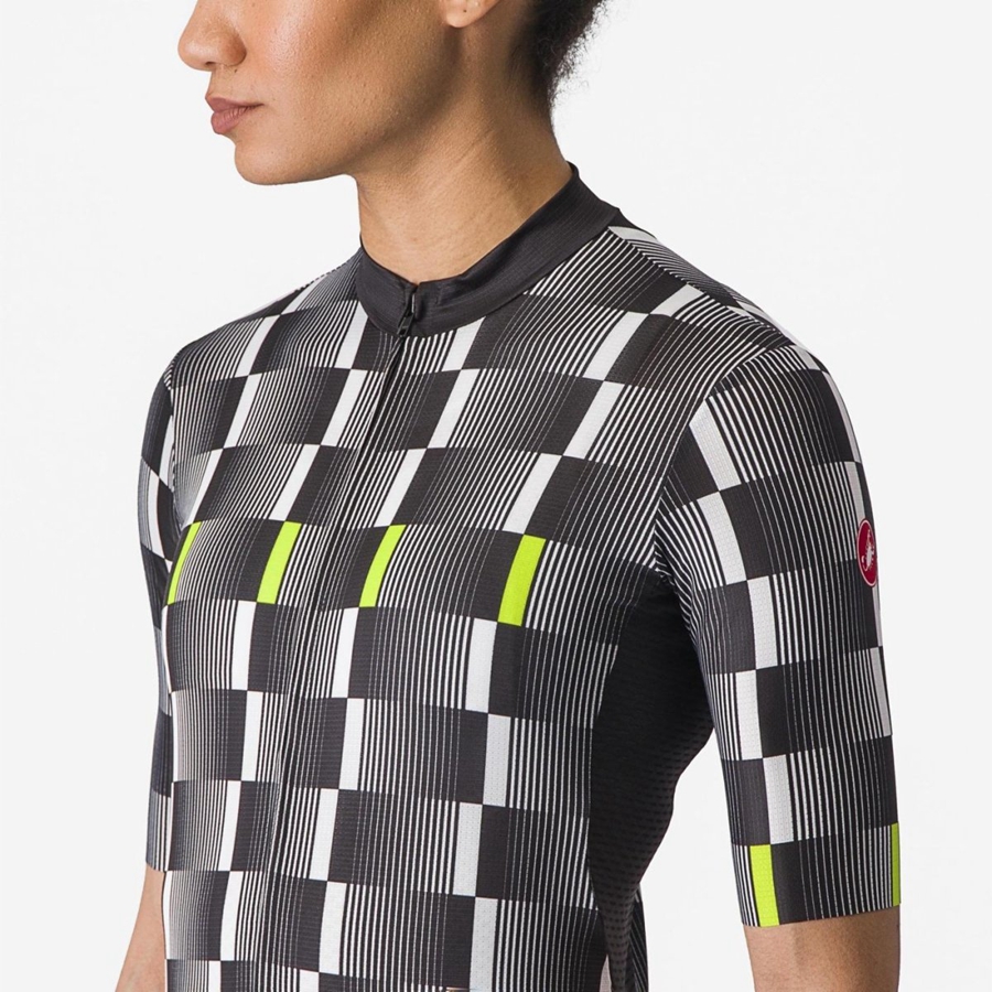 Castelli DIMENSIONE Jersey Dames Zwart Wit Lichtgroen | KGD234879