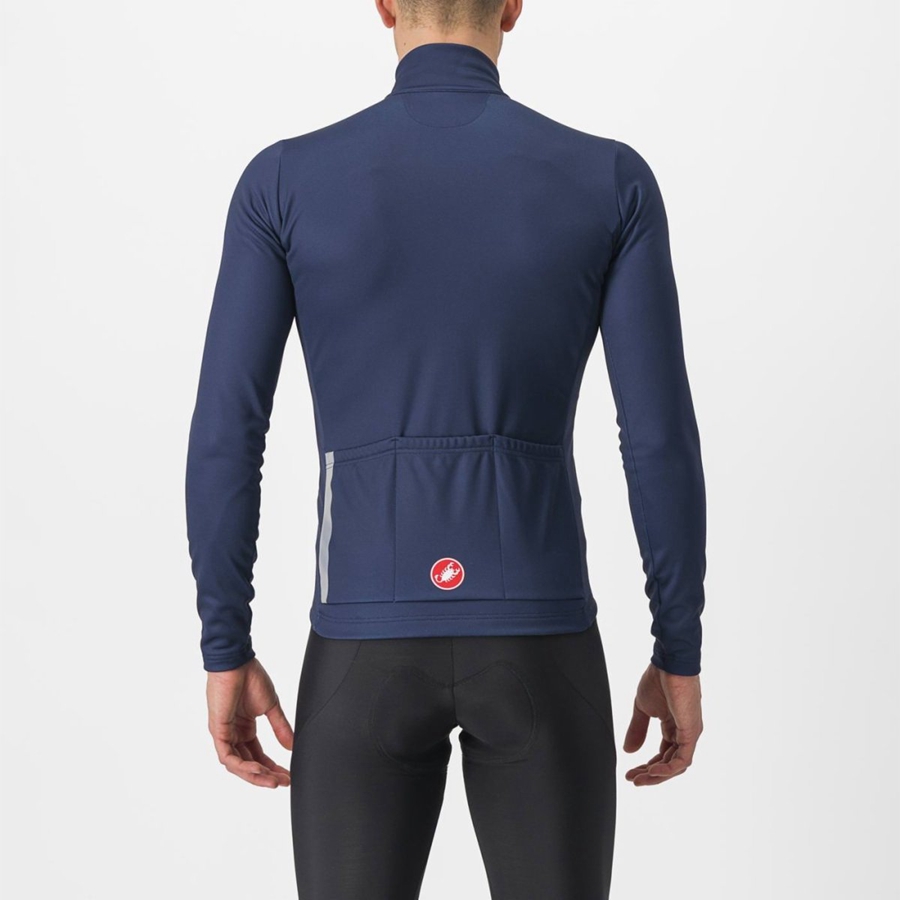 Castelli ENTRATA THERMAL Jersey Heren Blauw Zilver Grijs | UDA937214