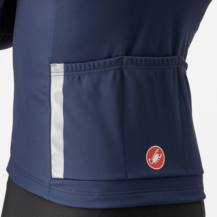 Castelli ENTRATA THERMAL Jersey Heren Blauw Zilver Grijs | UDA937214