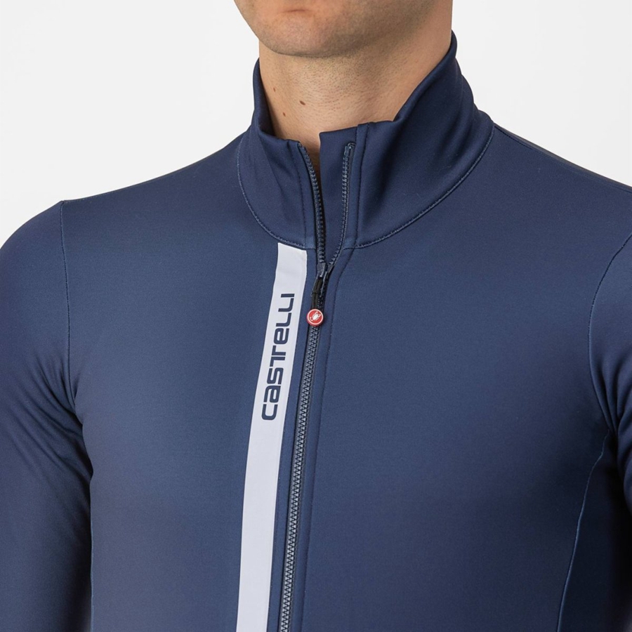 Castelli ENTRATA THERMAL Jersey Heren Blauw Zilver Grijs | UDA937214