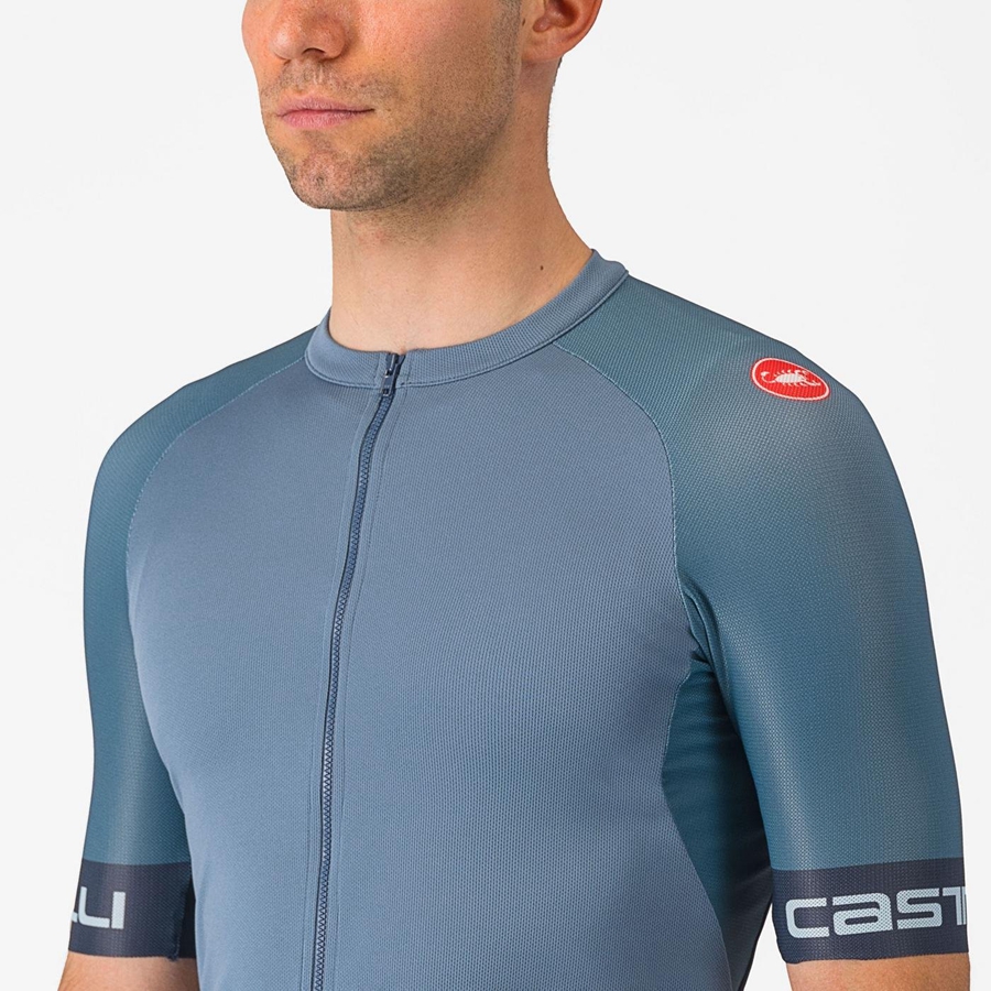 Castelli ENTRATA VI Jersey Heren Lichtgrijs Blauw Donkergrijs | TQM086947