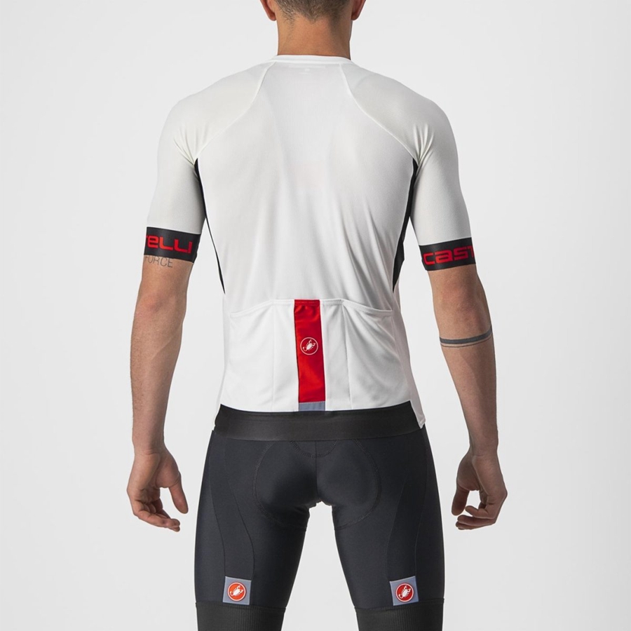 Castelli ENTRATA VI Jersey Heren Wit Zwart Rood | XHP730956