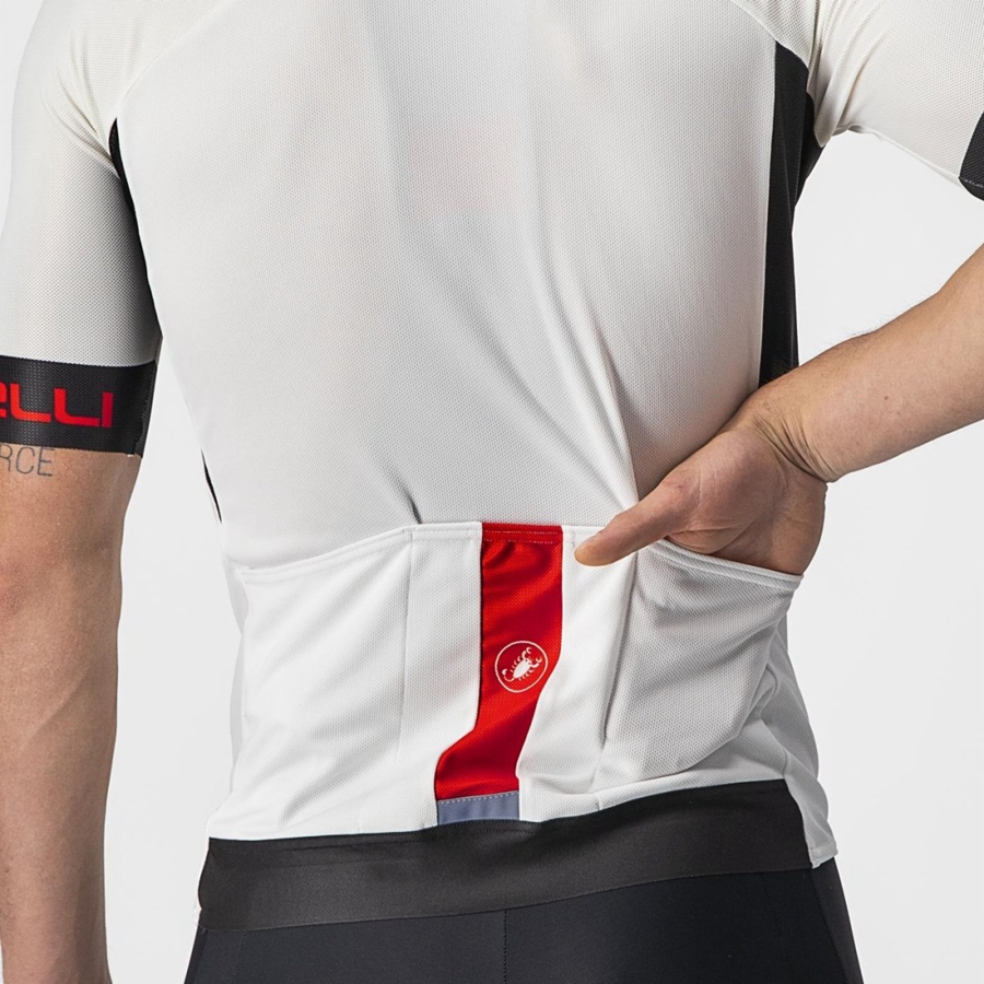 Castelli ENTRATA VI Jersey Heren Wit Zwart Rood | XHP730956