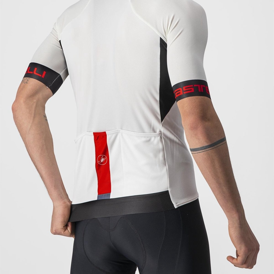 Castelli ENTRATA VI Jersey Heren Wit Zwart Rood | XHP730956