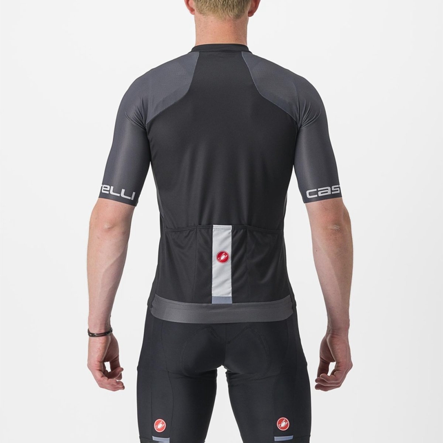 Castelli ENTRATA VI Jersey Heren Zwart Donkergrijs Zilver | HUB761903