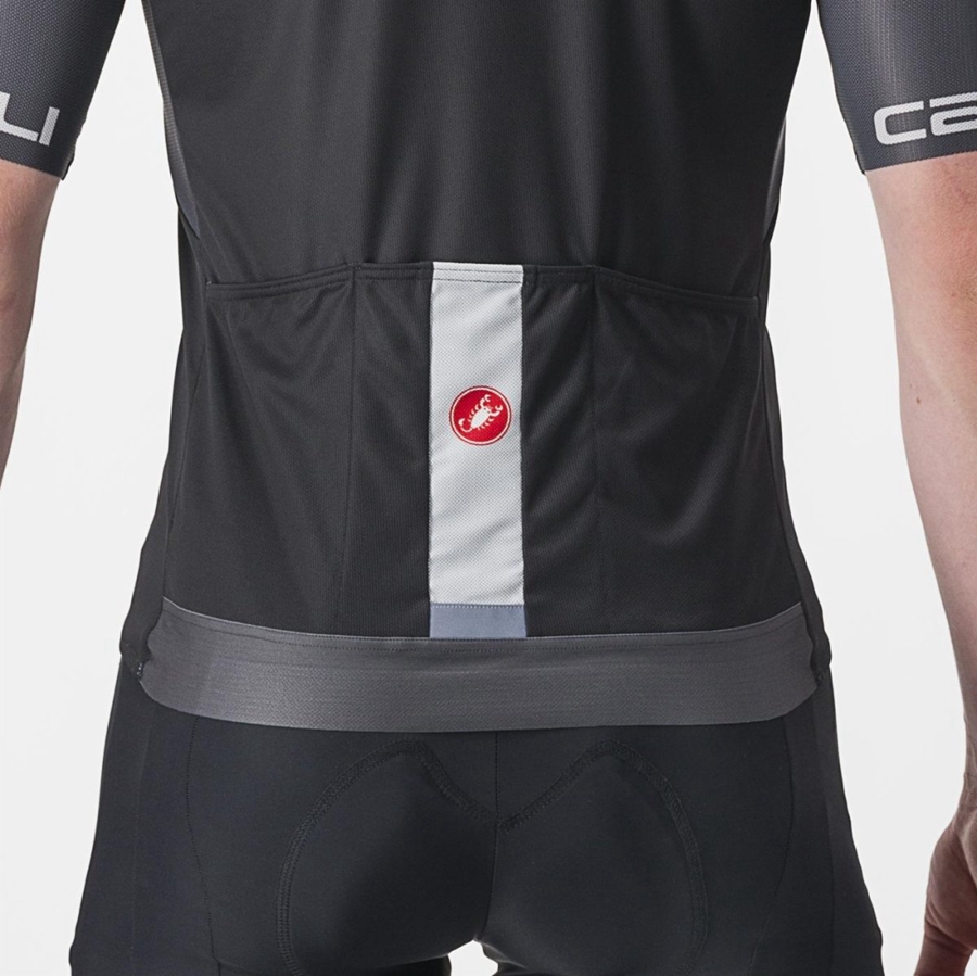 Castelli ENTRATA VI Jersey Heren Zwart Donkergrijs Zilver | HUB761903