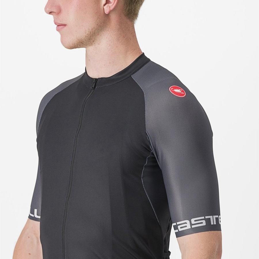 Castelli ENTRATA VI Jersey Heren Zwart Donkergrijs Zilver | HUB761903