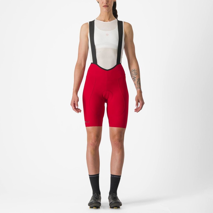 Castelli ESPRESSO W DT Korte Broek Met Slabbetje Dames Rood | BFA081352