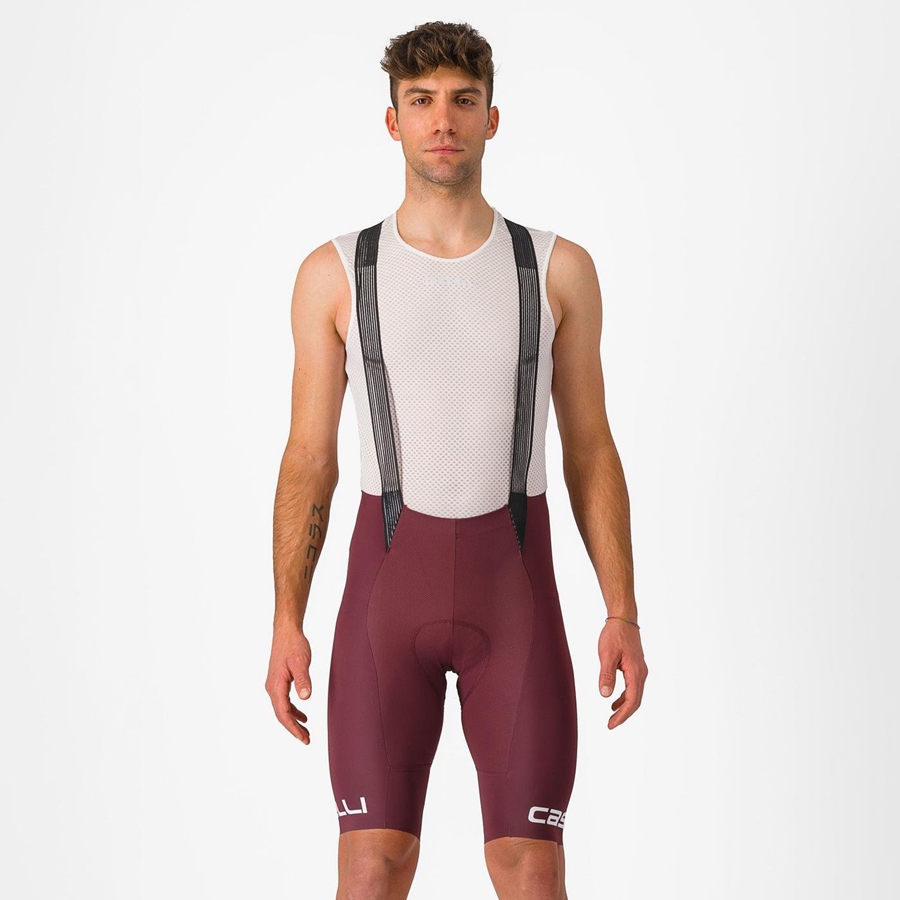 Castelli FREE AERO RC CLASSIC Korte Broek Met Slabbetje Heren Diepbordeaux Wit | GZE603985